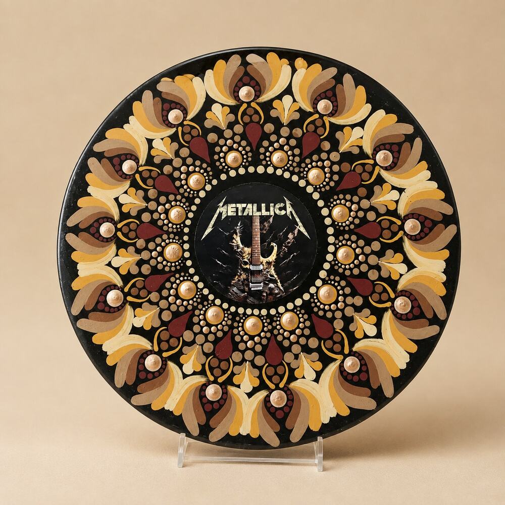 Metallica 10 Inch Album Wall Art Hand Painted Neutral Mandala Decor